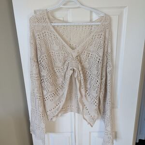 Adjustable Cream Knit Sweater